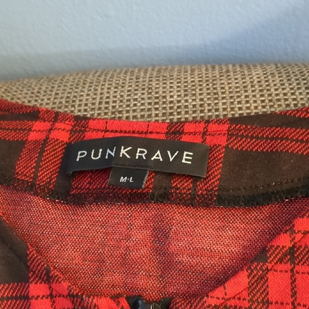 Punk Rave Red Plaid Cropped Top - Picture 2 of 3